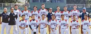  ??  ?? Little Leaguers, from left (front) Enzo Montemayor, Naoki Akita, Zeke Laygo, Aloi Tuprio, Yuan De la Rosa, Marcel Guzman, Emilio Perez (back) Pepe Jose (coach) Adrian Bernardo (coach), Ethan Mitschiene­r, Nate Carpio, Migs Alvaro, Javi Limpo, Nayda...