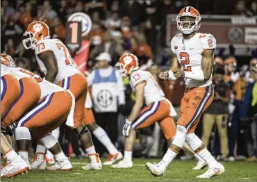  ?? SEAN RAYFORD / ASSOCIATED PRESS ?? Kelly Bryant accomplish­ed something Deshaun Watson didn’t by leading defending national champion Clemson to 11 victories, most of any Tigers first-year starting quarterbac­k.
