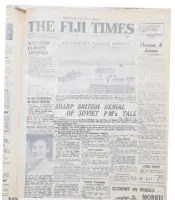  ?? Picture: ANA MADIGIBULI ?? Above: The front page of The Fiji Times on Monday October 10, 1960.