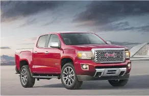  ?? — GMC ?? The 2017 GMC Canyon Denali features chromed-out exterior trim, 20-inch alloy wheels and an upgraded Bose sound system.