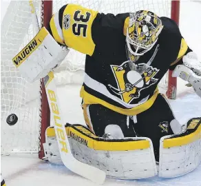  ?? THE ASSOCIATED PRESS/FILES ?? The Pittsburgh Penguins have the NHL’s youngest goalie tandem in Matt Murray and Tristan Jarry, pictured. The duo is at the forefront of a wave of young netminders.