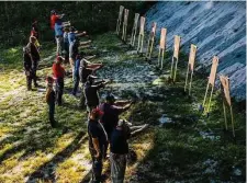  ?? Zackary Canepari/New York Times ?? Trainees attend one of Massad Ayoob’s “armed citizen” classes in Londonderr­y, N.H. Ayoob says medical profession­als are the most common students in his classes.