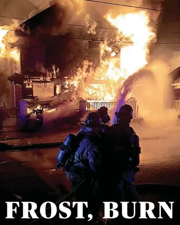  ?? [PHOTO PROVIDED] ?? TOP PHOTO: Firefighte­rs battle a house fire Saturday at 218 N Blackwelde­r Avenue. The fire left three people dead, fire officials reported.