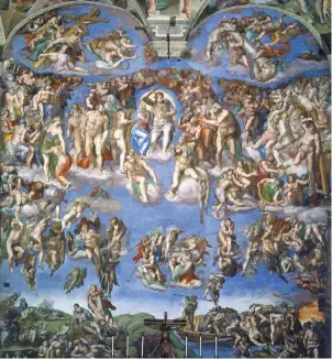  ??  ?? ‘EL JUICIO FINAL’.
El artista lo pintó en 1534 en la pared del altar, esta vez por encargo de Pablo III. El resultado fue otra obra maestra llena de misterios.
