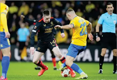  ?? ?? Rangers winger Ryan Kent returned against Brondby during the 1-1 draw on Thursday night