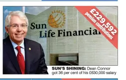  ??  ?? SUN’S SHINING: Dean Connor got 36 per cent of his £630,000 salary