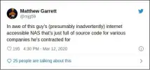  ??  ?? If you leave your NAS open to the internet, you better hope it’s someone nice like Matthew Garrett who finds it.