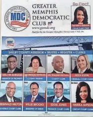  ?? COURTESY PHOTO ?? A ballot put together by the “Greater Memphis Democratic Club” was mailed to potential voters for the Shelby County Democratic primaries in 2022.