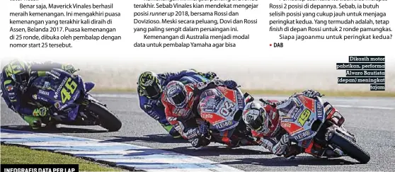  ??  ?? Dikasih motor pabrikan, performa Alvaro Bautista (depan) meningkat tajam