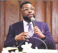  ?? Arnold Gold / Hearst Connecticu­t Media ?? The Rev. Kelcy Steele, pastor of Varick Memorial AME Zion Church in New Haven, has called for the city to declare racism a public health crisis.