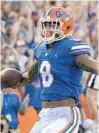  ?? PHELAN M. EBENHACK/AP ?? Florida wide receiver Trevon Grimes scored on his first touch for the season for the Gators.