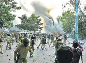  ?? HT FILE ?? Protesters and police clash during an anti-CAA stir in Lucknow in December 2019.