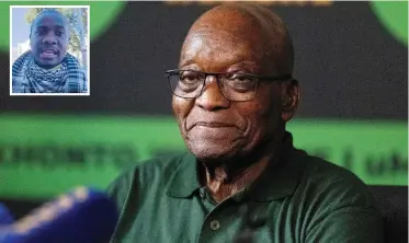  ?? | KIM LUDBROOK EPA-EFE ?? ANC member Sipho Silas Rataza (inset) said yesterday that he was shocked to find a poster doing the rounds on social media, announcing his so-called appointmen­t as co-ordinator of former president Jacob Zuma’s MK Party.
