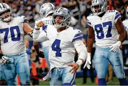  ?? Roger Steinman / Associated Press ?? Dak Prescott says the Cowboys are looking forward to the challenge of facing the Chiefs in a “hostile environmen­t” like Arrowhead Stadium.