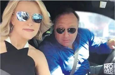  ?? INFOWARS / TWITTER ?? Television journalist Megyn Kelly and Alex Jones.