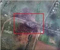  ?? DIGITALGLO­BE-REUTERS ?? A satellite image, released by DigitalGlo­be, shows the crash site of MH17 in Ukraine.