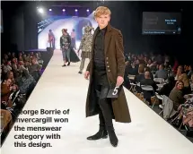  ??  ?? George Borrie of Invercargi­ll won the menswear category with this design.