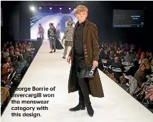  ??  ?? George Borrie of Invercargi­ll won the menswear category with this design.