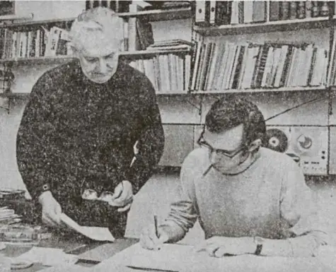  ?? Foto: LW-Archiv ?? Aufnahme aus dem Jahr 1972 beim „Office du film scolaire“: Ed. Kohl und Justin Poos (l.).