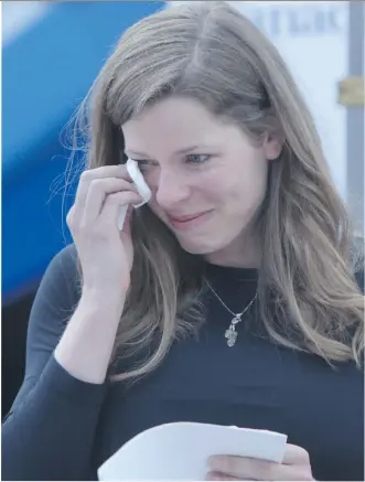  ?? LEAH HENNEL/ CALGARY HERALD ?? Olympic speedskate­r Christine Nesbitt announced her retirement from the sport Thursday during a news conference at the Olympic Oval in Calgary.