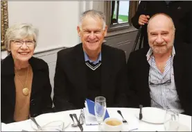  ??  ?? NETWORKING: Anne Porter, left, Bill Rawson and IMS Property chief executive Warren Brewis at the Cape Times breakfast, where ousted mayor Patricia de Lille delivered the address.