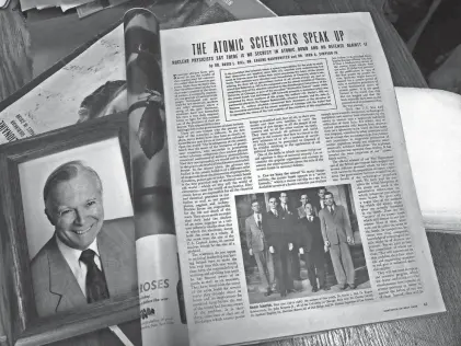  ?? DOWD/ROCHESTER DEMOCRAT AND CHRONICLE SHAWN ?? Life magazine from Oct. 29, 1945 that featured a story on Dr. David Hill, seen in Brighton on Sept. 8, 2023.