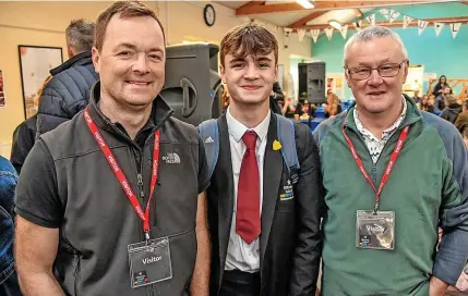  ?? ?? 6The celebratio­ns saw three generation­s of the same family attend the Uffculme School event. Ian Bell, the head boy in 1971/72, was at the reunion with his son Philip, who was head boy in 1996/97, and his grandson Marco, the current deputy head boy