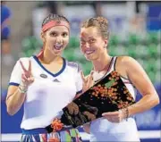  ??  ?? The second seeded Sania Mirza and Barbora Strycova defeated their Chinese opponents 6-1, 6-1. REUTERS