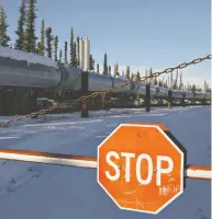  ?? DANIEL ACKER / BLOOMBERG FILES ?? A section of the Trans Alaska Pipeline System in Alaska, the state where Axis Capital will no longer insure
projects in the Arctic National Wildlife Refuge.