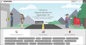  ?? Contribute­d ?? A screenshot from VoteMate.org, which has all the informatio­n you need to make an informed decision in the federal election.