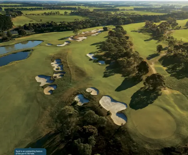  ??  ?? Sand is an outstandin­g feature of the par-4 11th hole.