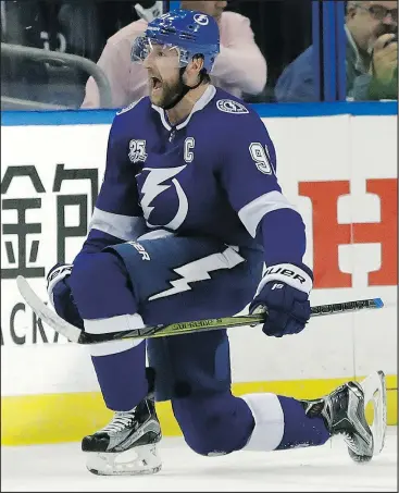  ??  ?? Tampa Bay Lightning captain Steven Stamkos has three goals and two assists through three games of the Eastern Conference final against the Washington Capitals. CHRIS O’MEARA/AP