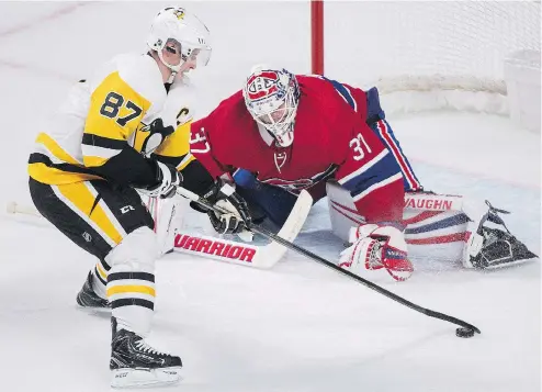  ?? GRAHAM HUGHES / THE CANADIAN PRESS ?? There’s a case to be made that even though the scoring numbers might not be as high as they once were, Pittsburgh Penguins captain Sidney Crosby remains the premier talent in the NHL, based on three Stanley Cup wins and two Olympic gold medals.