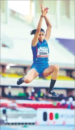  ??  ?? India junior long jumper Shaili Singh in action during the U-20 Worlds in Nairobi.