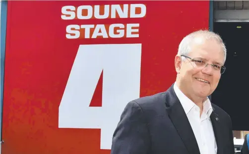  ?? Picture: AAP IMAGE ?? Prime Minister Scott Morrison at Village Roadshow Studios yesterday.