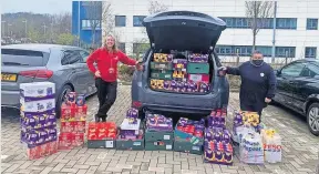  ?? ?? Donation Lynn Gilchrist and Karen Marshall dropped off over 400 Easter eggs