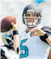  ?? MADDIE MEYER/GETTY IMAGES ?? Ex-UCF star Blake Bortles has thrown for 11,241 yards and 69 TDs with 51 INTs in 3 years for the Jags.