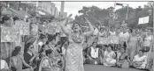  ??  ?? BJP activists protest against the attack on Babul Supriyo.