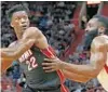  ?? DAVID SANTIAGO/MIAMI HERALD ?? Could Heat forward Jimmy Butler, left, be with James Harden, right, instead of against him? Maybe.