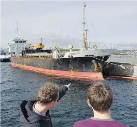  ??  ?? Seventy-six men arrived on B.C.’s coast from Sri Lanka on the MV Ocean Lady, above, in October 2009. — CP FILES