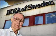  ?? CLAUDIO BRESCIANI / TT ?? Ingvar Kamprad, founder of Swedish multinatio­nal furniture retailer IKEA, stands outside the company’s head office in Almhult, Sweden, in 2002. Kamprad died Saturday in his home at age 91.