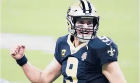  ?? BUTCH DILL/AP ?? QB Drew Brees threw for 265 yards with two TDs in the Saints’ wild-card victory over the Bears on Sunday. The Saints will host Tom Brady and the Buccaneers next weekend.