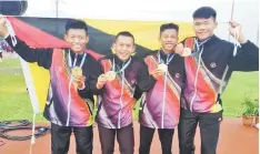  ??  ?? Elvin (right) with (from left) Rozales, Audray and Russel show their gold medals.