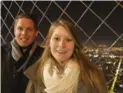  ??  ?? Jordan Axani says things are looking up a year after his high-profile global adventure with Elizabeth Gallagher, whom he met just two days before departing. From top, the pair in Hong Kong, in Prague and atop the Eiffel Tower.