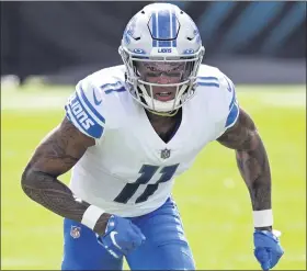  ?? PHELAN M. EBENHACK — THE ASSOCIATED PRESS ?? The Detroit Lions would likely benefit by getting wide receiver Marvin Jones more involved in the offense, He has 14catches for 146yards and a touchdown this season after averaging 53receptio­ns for 830yards during his previous four seasons with the team.