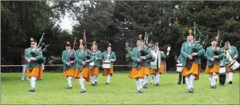  ??  ?? The Thomas Davis Pipe Band during their performanc­e at the Castle grounds on Monday afternoon.
