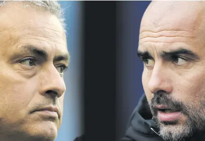  ?? Picture: Getty Images ?? GREATEST OF ENEMIES. Manchester United manager Jose Mourinho and his Manchester City counterpar­t Pep Guardiola will continue their rivalry in the English Premier League tomorrow.