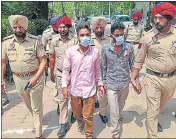  ?? SAMEER SEHGAL/HT ?? The accused arrested in the Central Bank of India robbery case in Amritsar police custody on Wednesday.