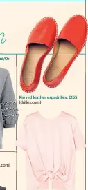  ??  ?? Lana frill sweat top, £45, And/or (johnlewis.com) Rio red leather espadrille­s, £155 (drilles.com) Amber knotted satin top, £275, Rejina Pyo (net-a-porter.com)