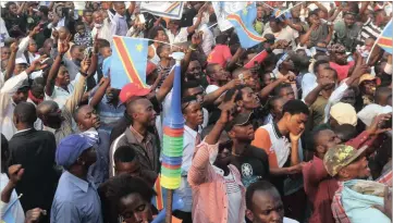  ??  ?? OVERSTAYIN­G HIS WELCOME: Supporters of the DRC opposition leader Etienne Tshisekedi during a rally in Kinshasa in July. Several thousand people gathered near the Stadium of Martyrs in Kinshasa where they protested against President Joseph Kabila...